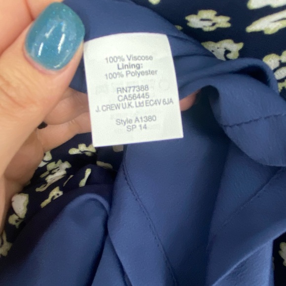 J. Crew Navy Blurred Floral Tiered Mini Dress Size 0 - Picture 12 of 12